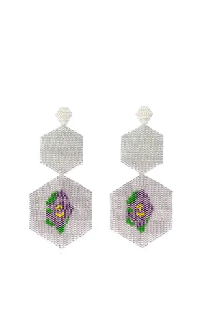 Silver Glass Beaded Long Earrings
