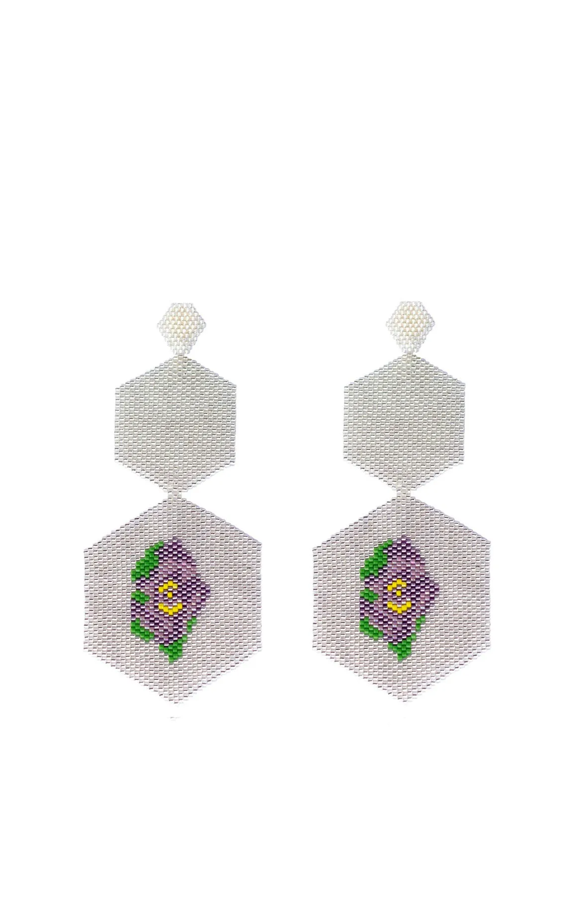 Silver Glass Beaded Long Earrings